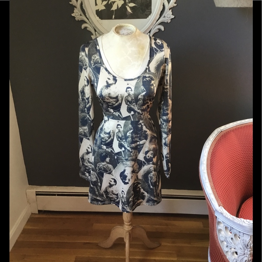 Sourpuss long sleeved tattooed stretchy dress LG